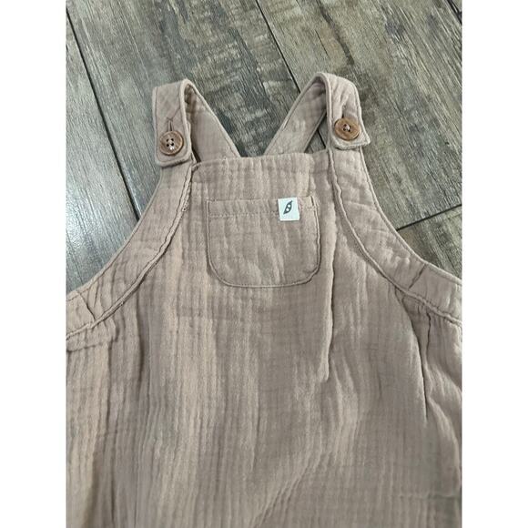 Easy Peasy Kid's Beige Organic Cotton Woven Gauze Overalls Size 3-6Months - Picture 3 of 6